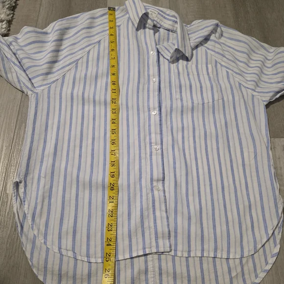 Wilfred Blue and White Striped Casual Button-Down Shirt - Picture 7 of 9